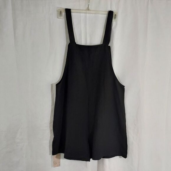 Emery Rose Romper Shorts Comfy Stretch Size Large Black Overall Jumpsuit NWT - Picture 5 of 12